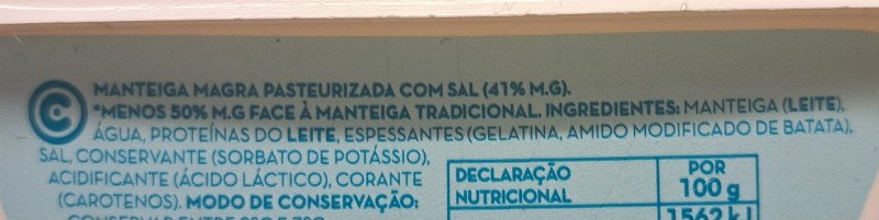 Foto da lista de ingredientes
