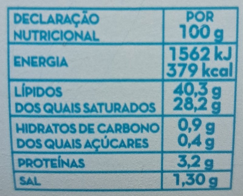 Foto da tabela nutricional