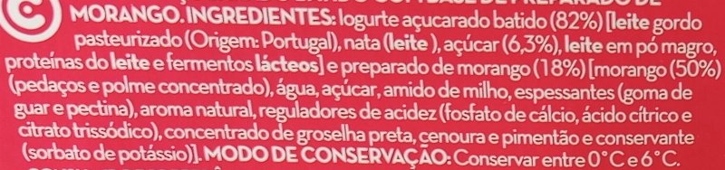 Foto da lista de ingredientes
