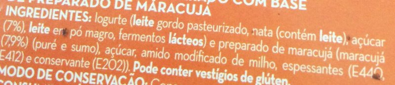 Foto da lista de ingredientes