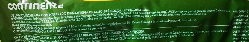 Foto da lista de ingredientes