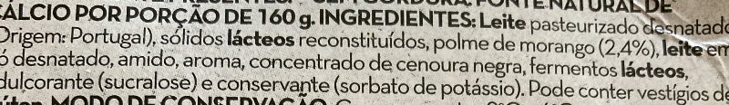 Foto da lista de ingredientes
