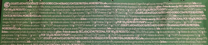 Foto da lista de ingredientes