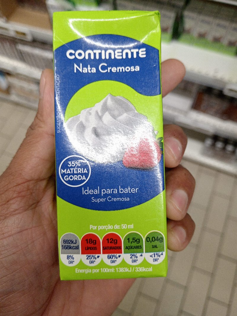 Foto da lista de ingredientes