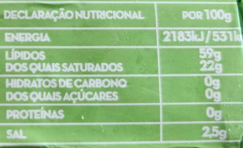 Foto da tabela nutricional
