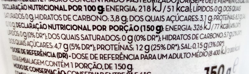 Foto da tabela nutricional