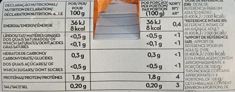 Foto da tabela nutricional