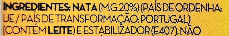 Foto da lista de ingredientes