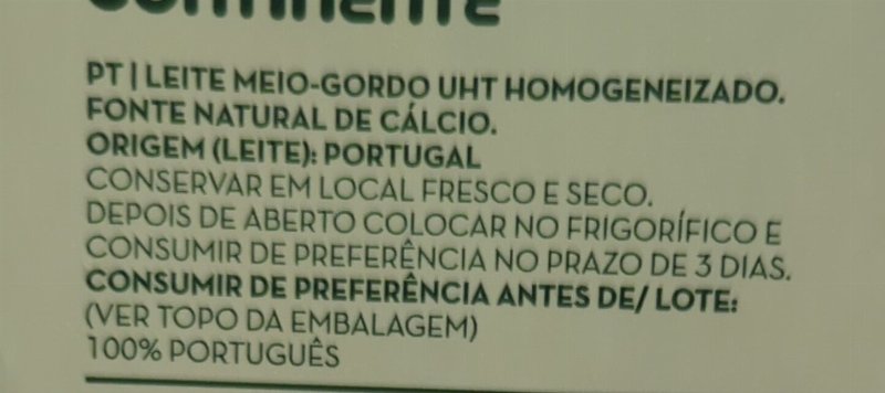 Foto da lista de ingredientes