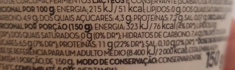 Foto da tabela nutricional