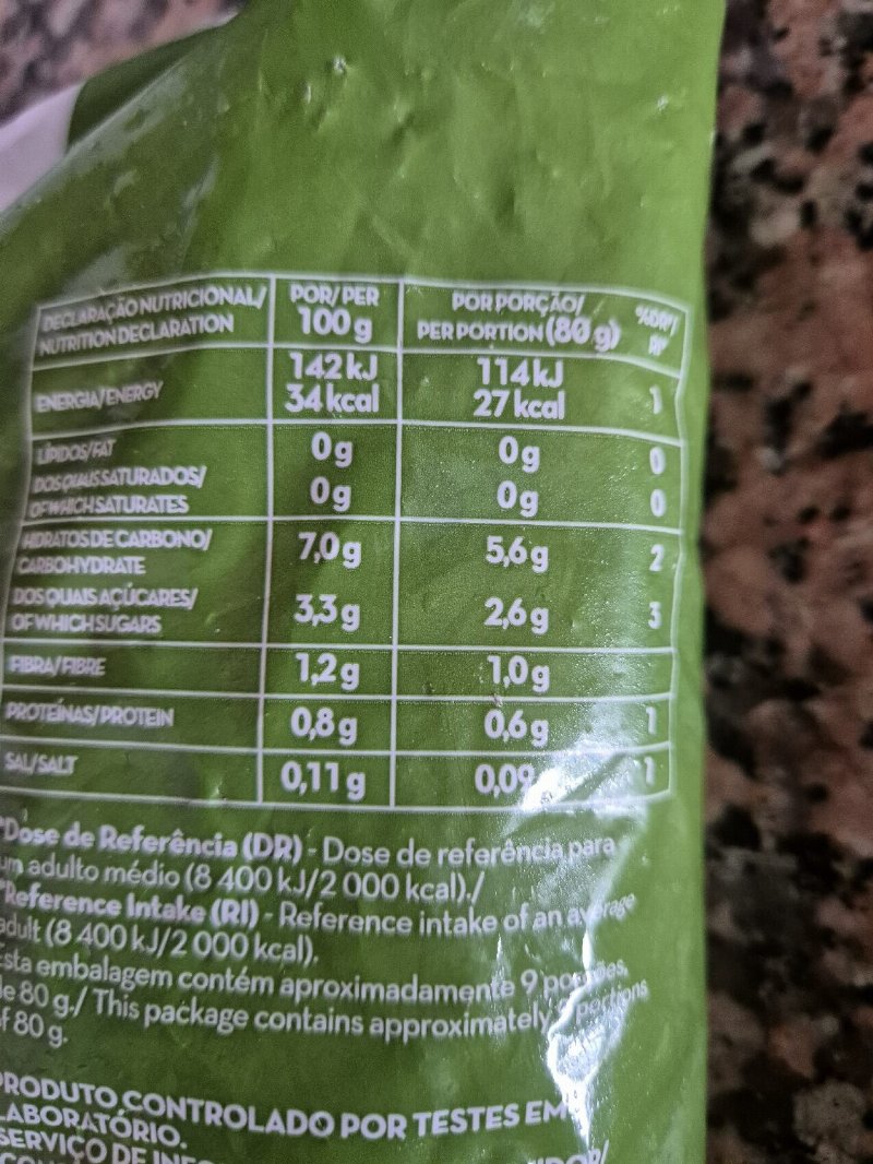 Foto da tabela nutricional