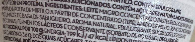 Foto da lista de ingredientes