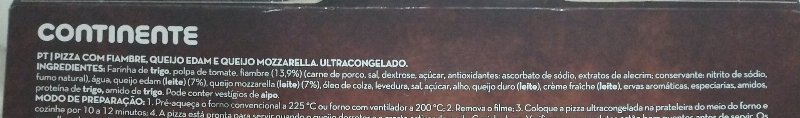 Foto da lista de ingredientes