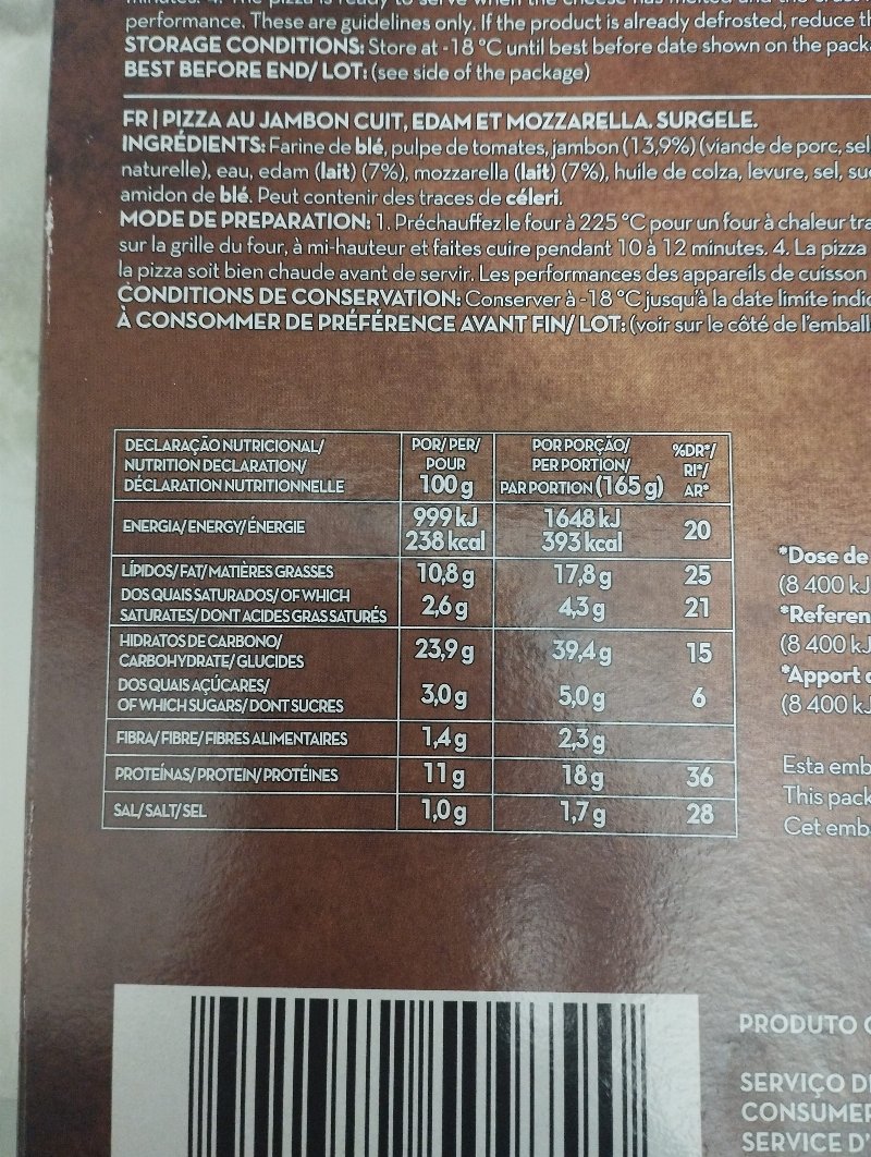Foto da tabela nutricional
