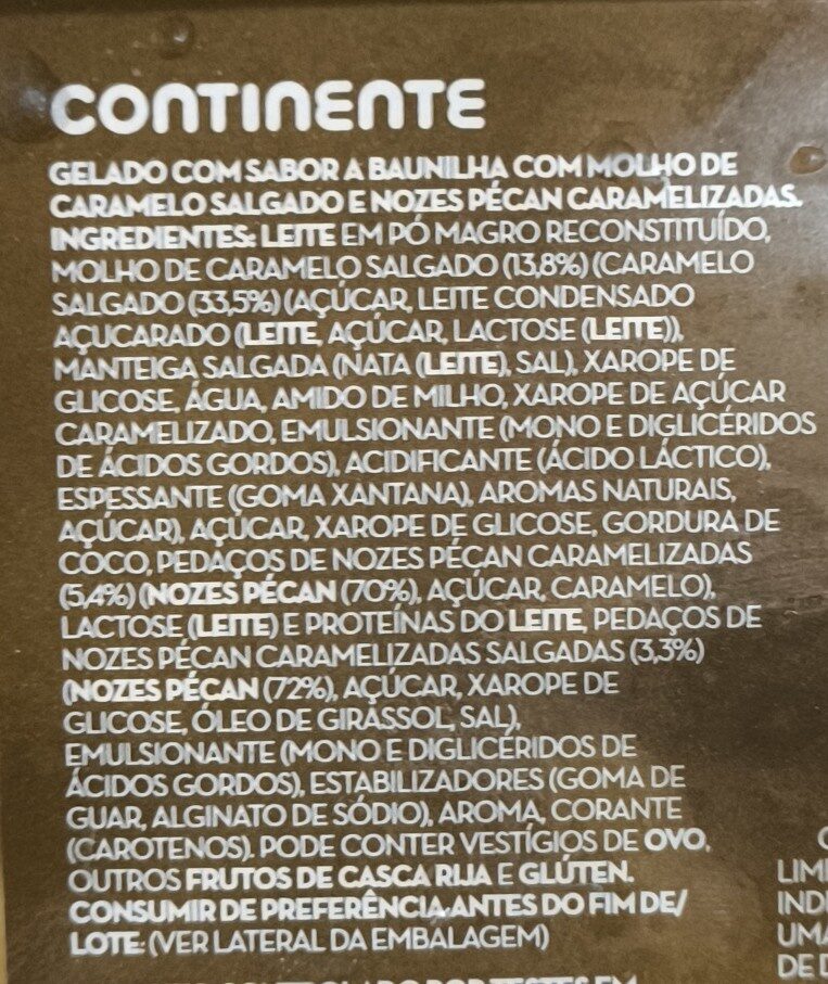 Foto da lista de ingredientes