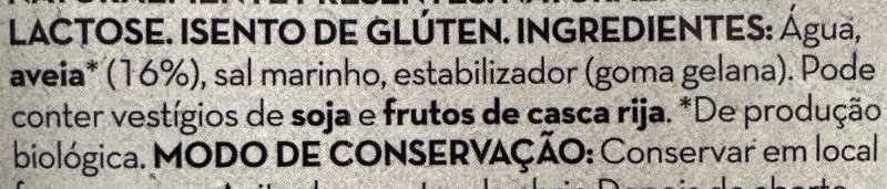 Foto da lista de ingredientes