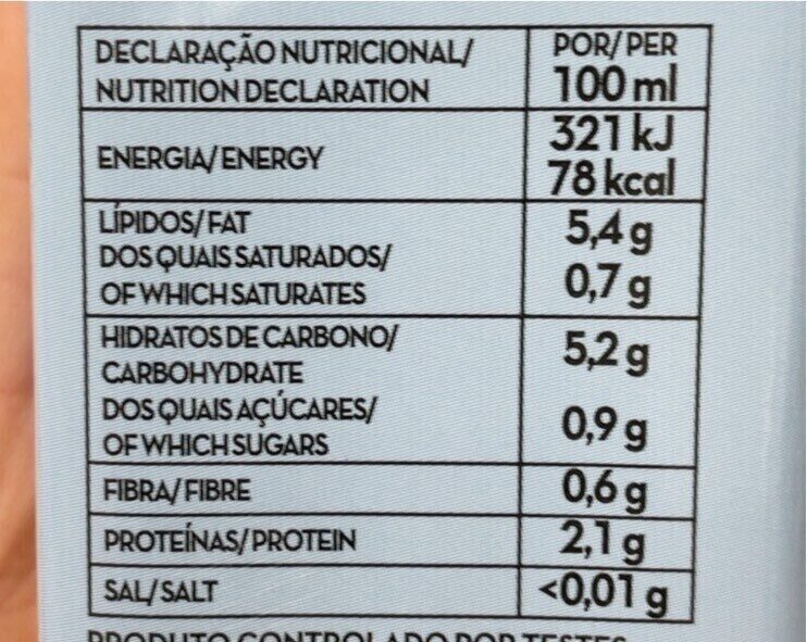 Foto da tabela nutricional