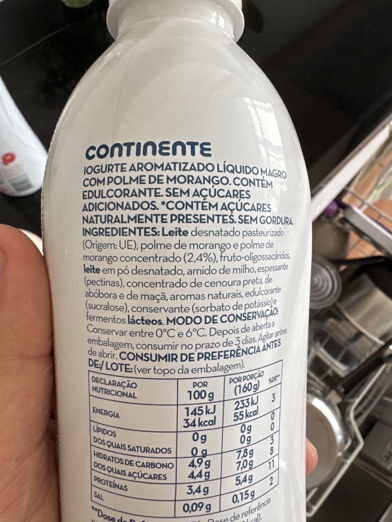 Foto da lista de ingredientes