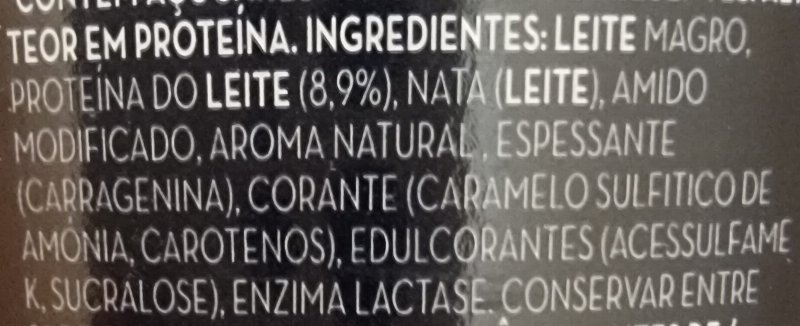 Foto da lista de ingredientes