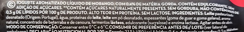 Foto da lista de ingredientes
