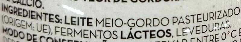 Foto da lista de ingredientes