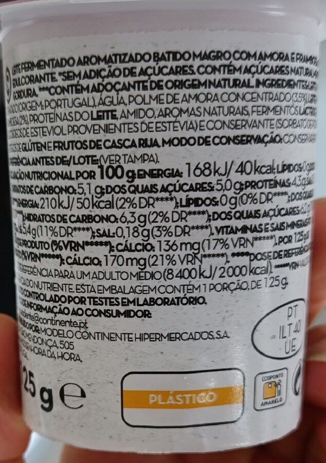 Foto da tabela nutricional