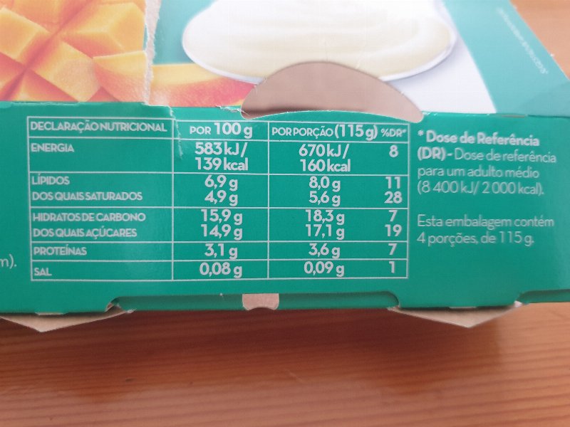 Foto da tabela nutricional