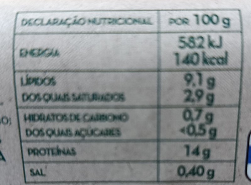 Foto da tabela nutricional