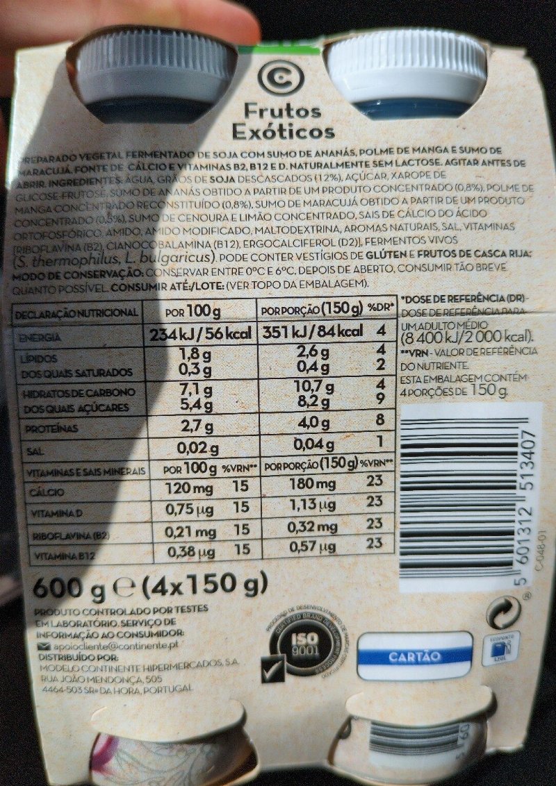 Foto da tabela nutricional
