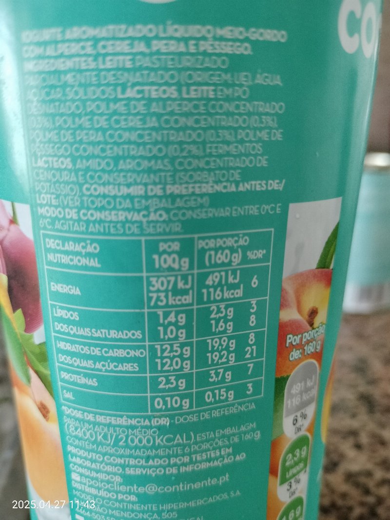 Foto da lista de ingredientes