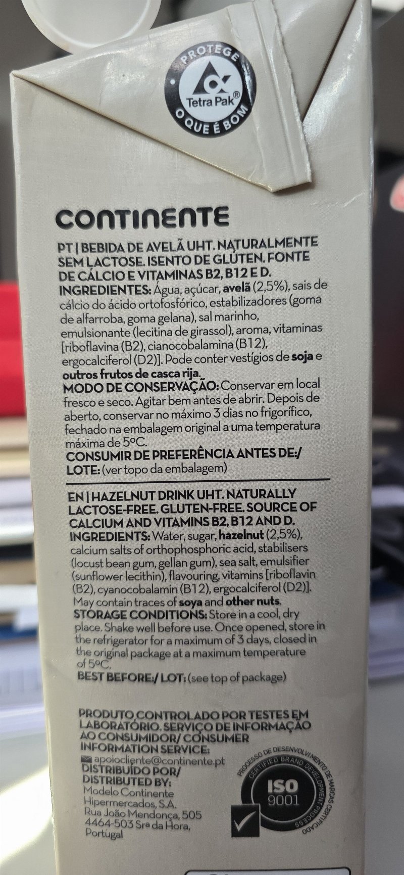 Foto da lista de ingredientes