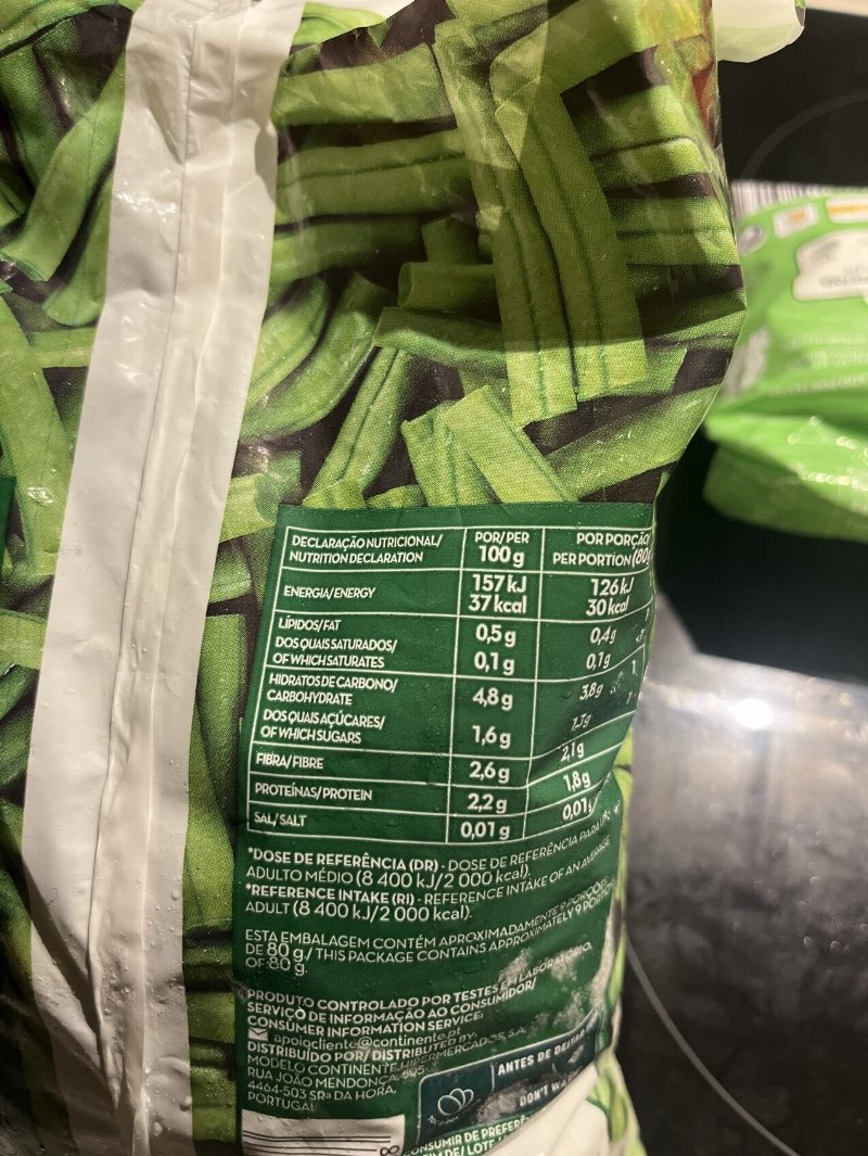 Foto da tabela nutricional