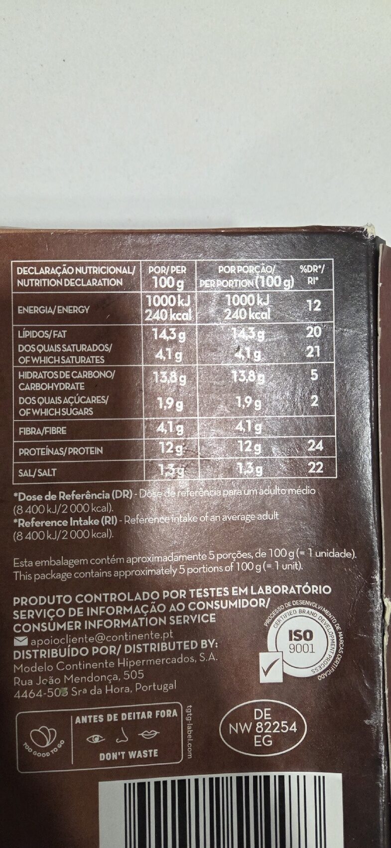 Foto da tabela nutricional