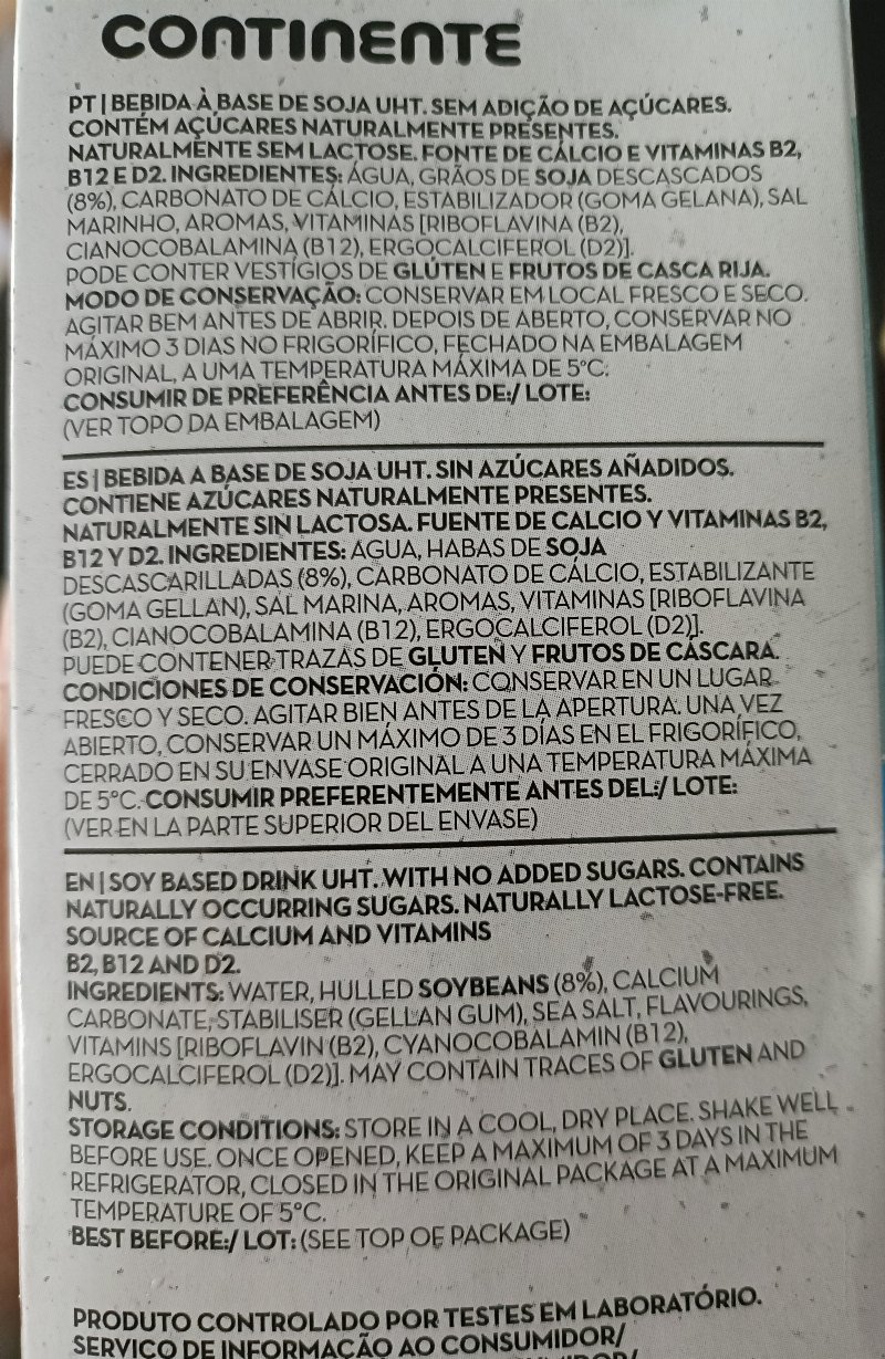 Foto da lista de ingredientes