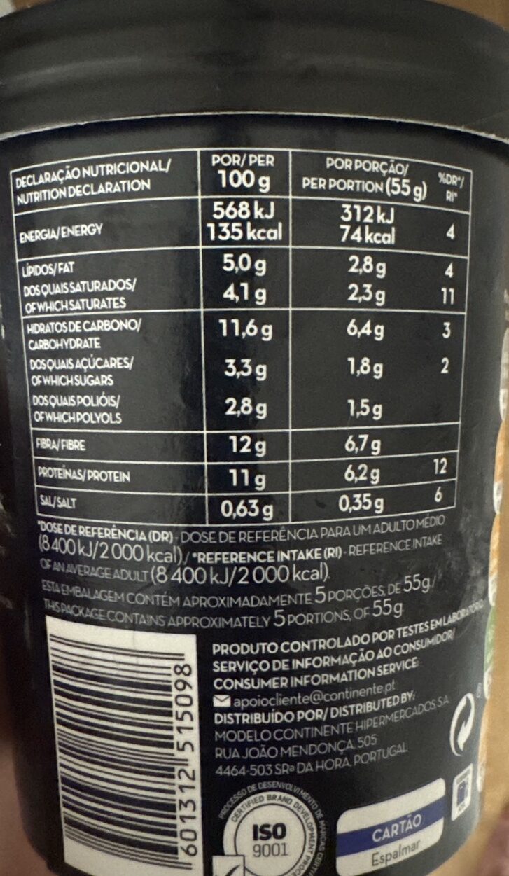 Foto da tabela nutricional