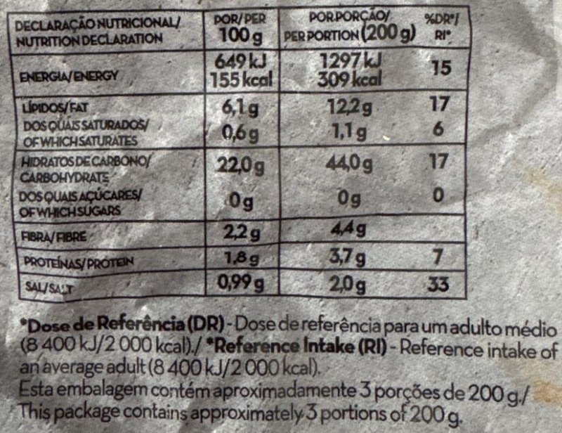 Foto da tabela nutricional