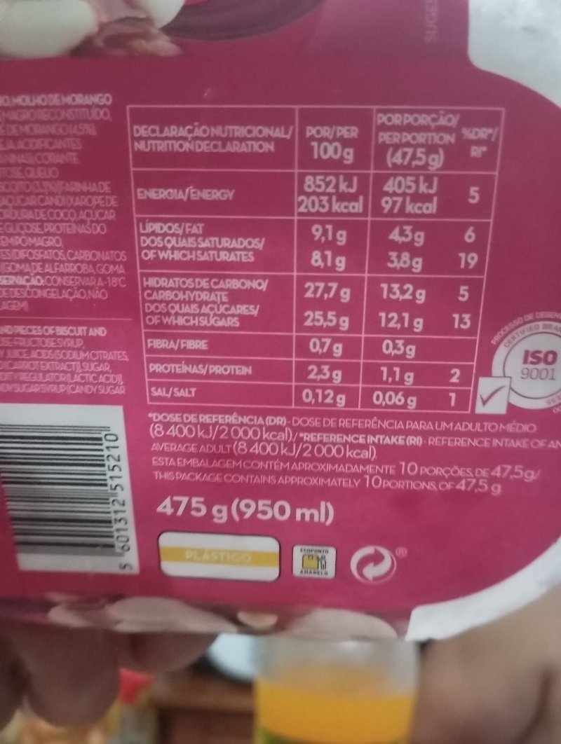 Foto da lista de ingredientes