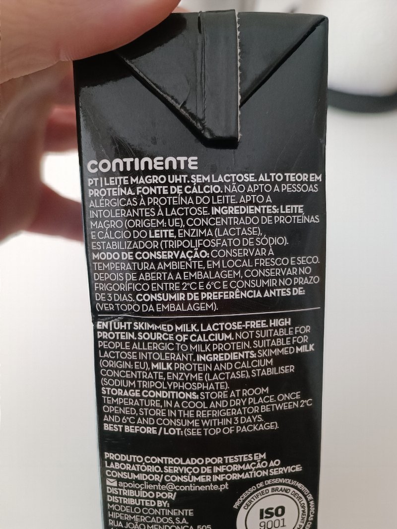 Foto da lista de ingredientes