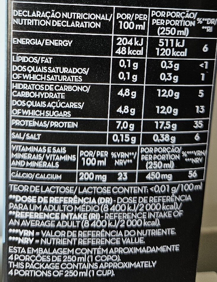 Foto da tabela nutricional
