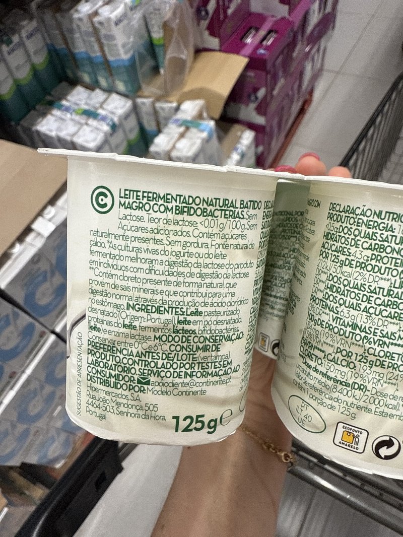 Foto da lista de ingredientes