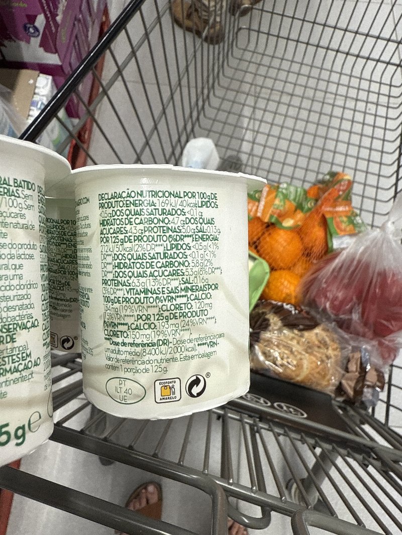 Foto da tabela nutricional