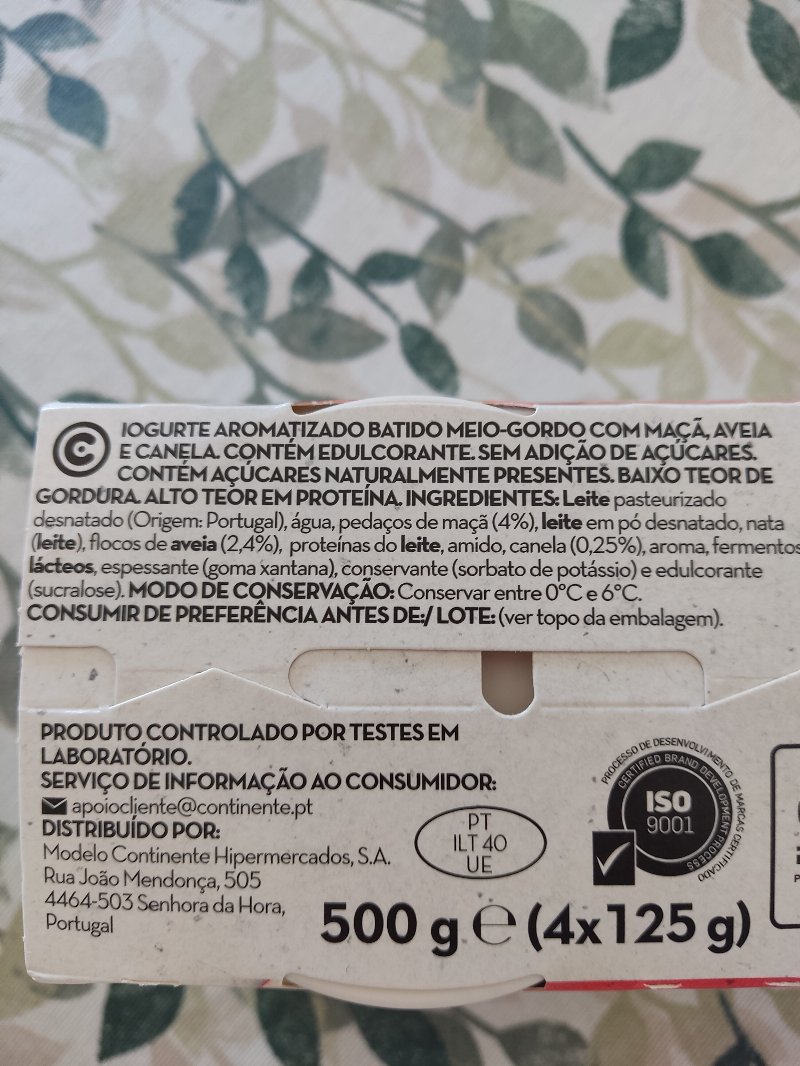 Foto da lista de ingredientes