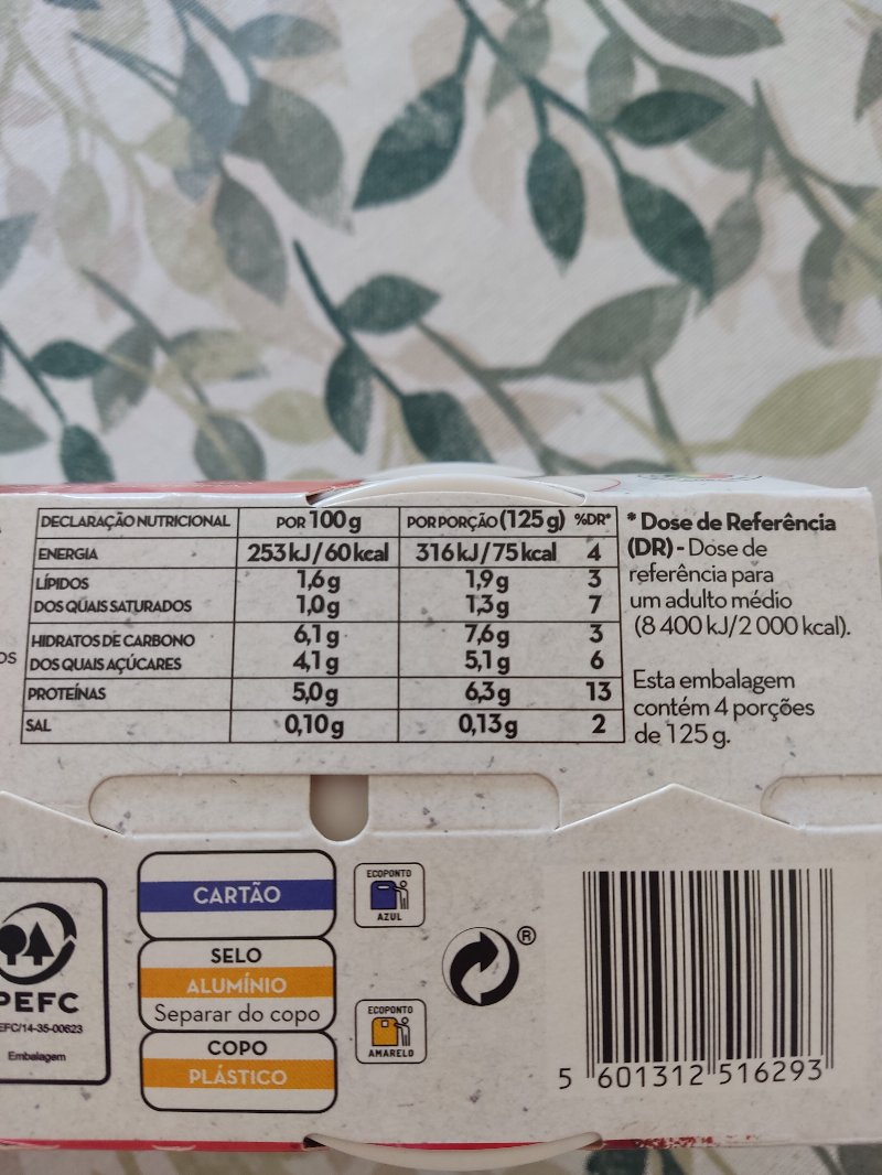 Foto da tabela nutricional