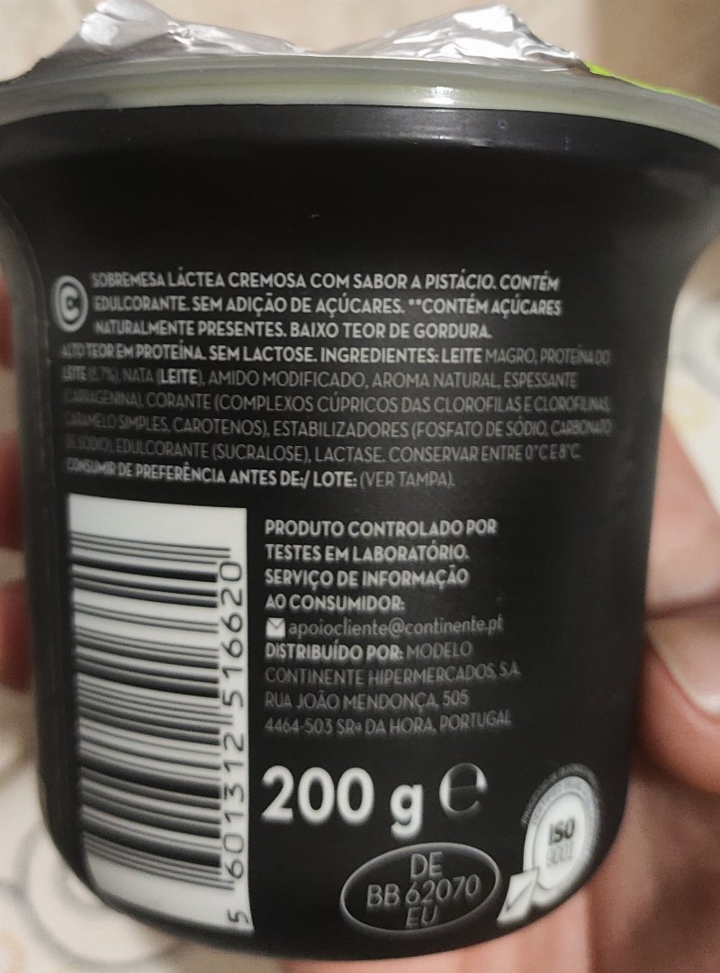 Foto da lista de ingredientes