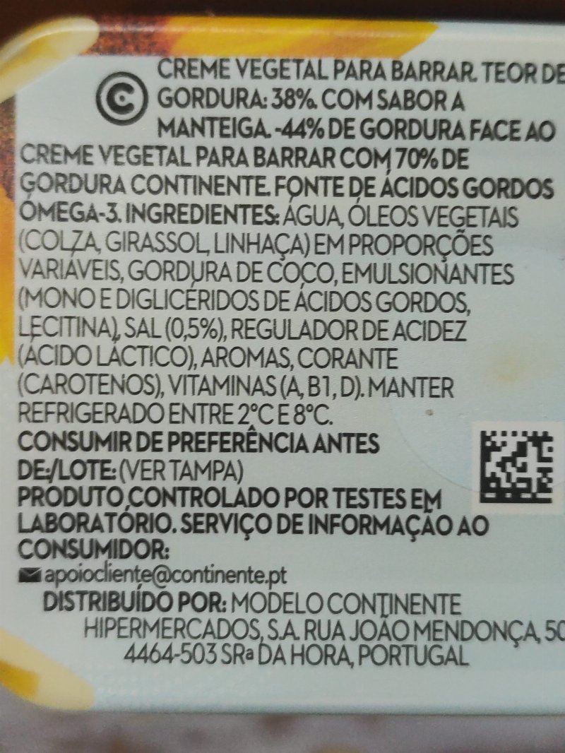 Foto da lista de ingredientes