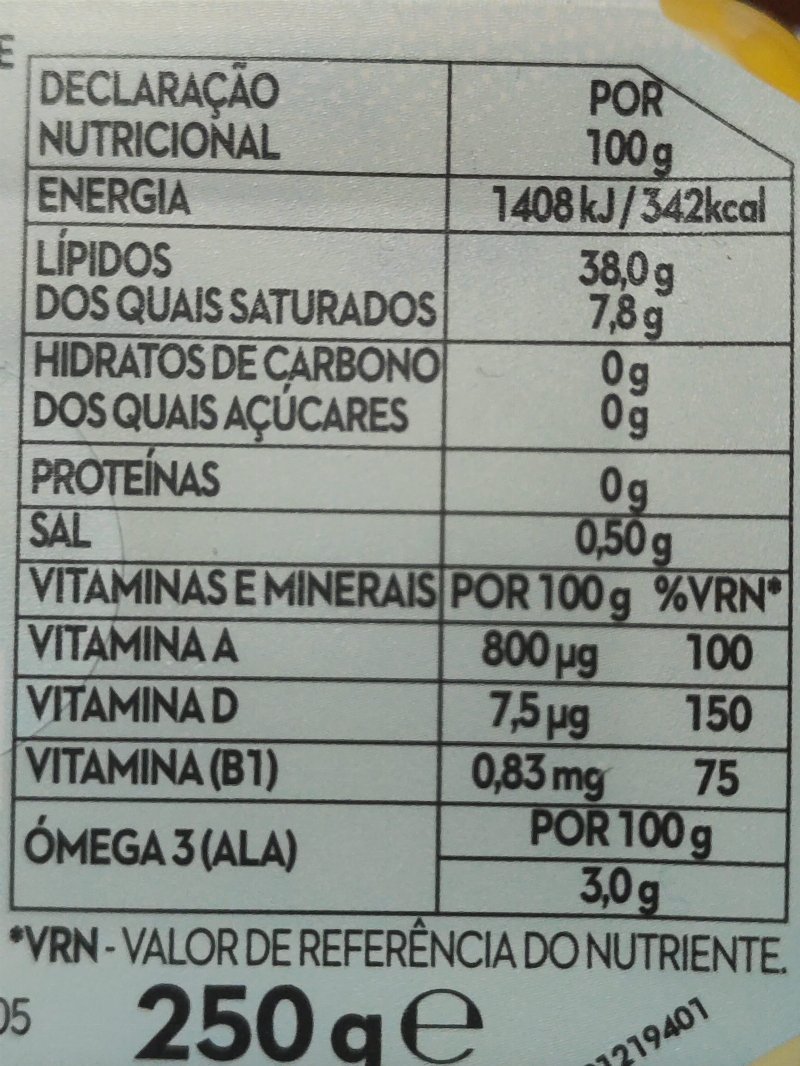 Foto da tabela nutricional