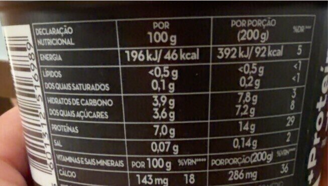 Foto da tabela nutricional