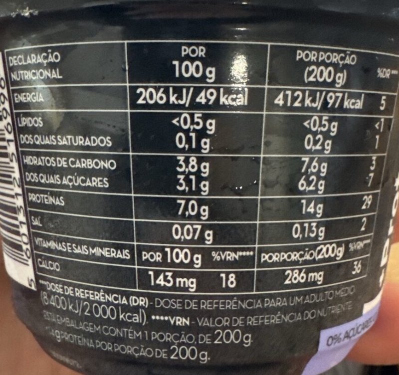 Foto da tabela nutricional