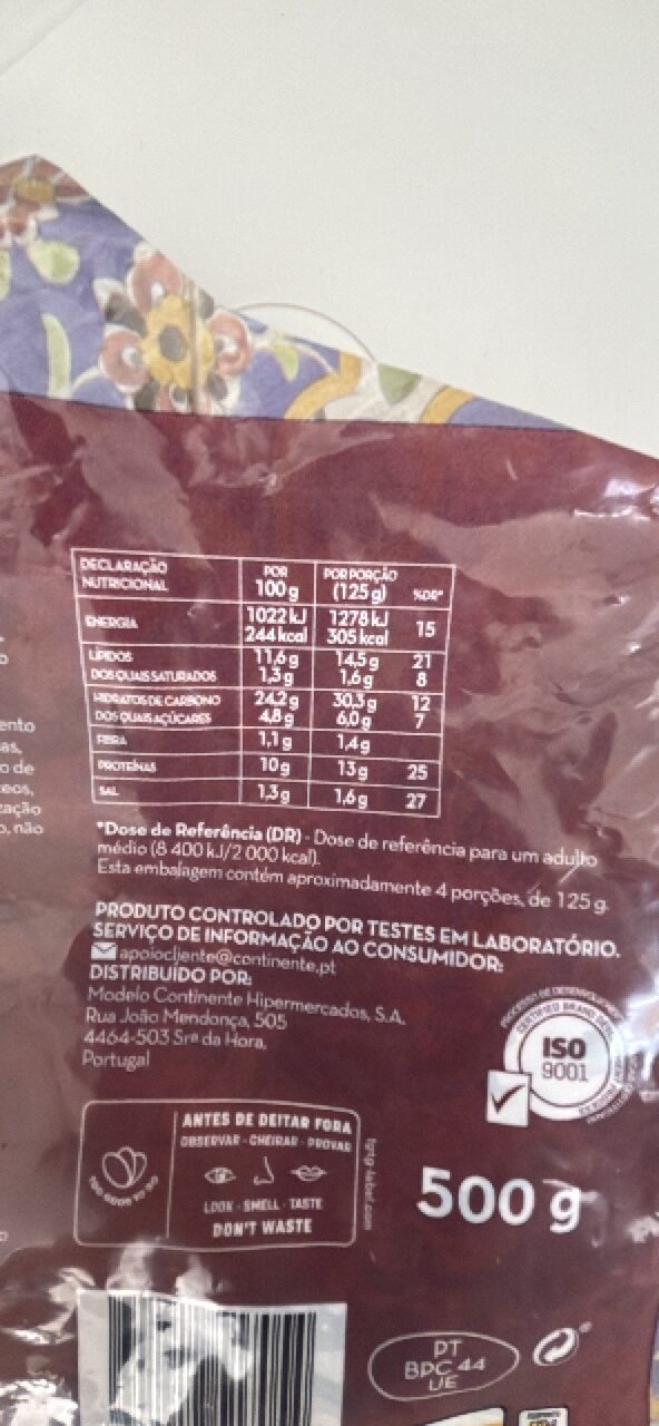 Foto da tabela nutricional