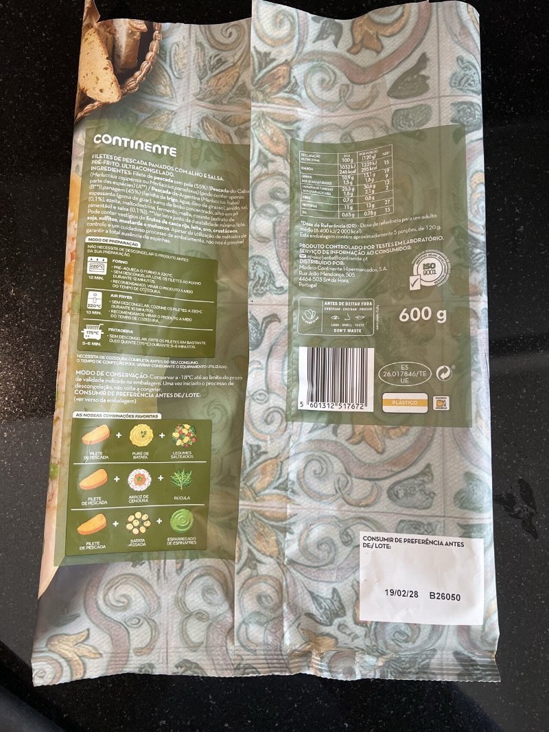 Foto da tabela nutricional